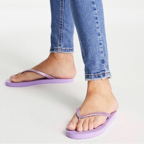 NWT Vero Moda x ASOS Glitter Flip Flops - Picture 2 of 6